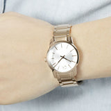 Calvin Klein City White Mother of Pearl Dial Rose Gold Steel Strap Watch for Women - K2G23646