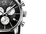 Calvin Klein City Chronograph Black Dial Black Leather Strap Watch for Men - K2G271CX Buy Now By Calvin Klein