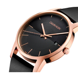 Calvin Klein City Quartz Black Dial Black Leather Strap Watch for Men - K2G2G6CZ Buy Now By Calvin Klein
