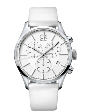Calvin Klein Masculine Chronograph White Dial White Leather Strap Watch for Men - K2H27101 Buy Now By Calvin Klein