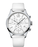 Calvin Klein Masculine Chronograph White Dial White Leather Strap Watch for Men - K2H27101 Buy Now By Calvin Klein