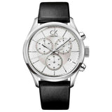Calvin Klein Masculine Chronograph White Dial Black Leather Strap Watch for Men - K2H27120 Buy Now By Calvin Klein