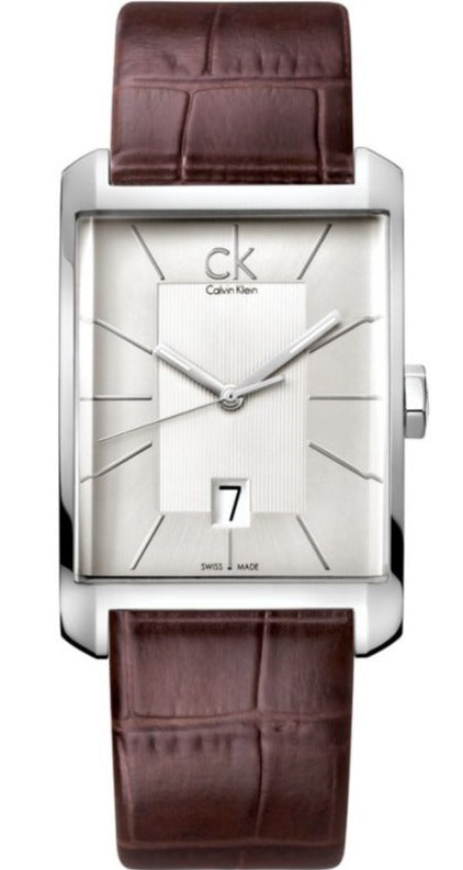 Calvin Klein Window Silver Dial Brown Leather Strap Watch for Men - K2M21126 Buy Now By Calvin Klein