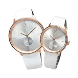 Calvin Klein Accent Silver Dial White Leather Strap Watch for Women - K2Y216K6 Buy Now By Calvin Klein
