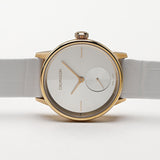 Calvin Klein Accent Silver Dial White Leather Strap Watch for Women - K2Y236K6 Buy Now By Calvin Klein