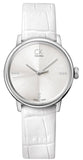 Calvin Klein Accent Silver Dial White Leather Strap Watch for Women - K2Y2Y1KW Buy Now By Calvin Klein