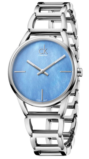 Calvin Klein Stately Blue Mother of Pearl Dial Silver Steel Strap Watch for Women - K3G2312N Buy Now By Calvin Klein