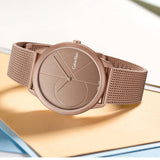 Calvin Klein Minimal Quartz Pink Gold Dial Pink Gold Mesh Bracelet Watch for Men - K3M11TFK Buy Now By Calvin Klein