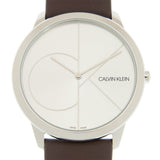 Calvin Klein Minimal Silver Dial Brown Leather Strap Watch for Men - K3M211G6 Buy Now By Calvin Klein
