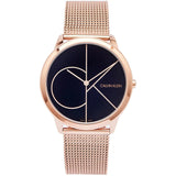 Calvin Klein Minimal Black Dial Rose Gold Mesh Bracelet Watch for Men - K3M21621 Buy Now By Calvin Klein