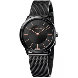 Calvin Klein Minimal Black Dial Black Mesh Bracelet Watch for Women - K3M22421 Buy Now By Calvin Klein