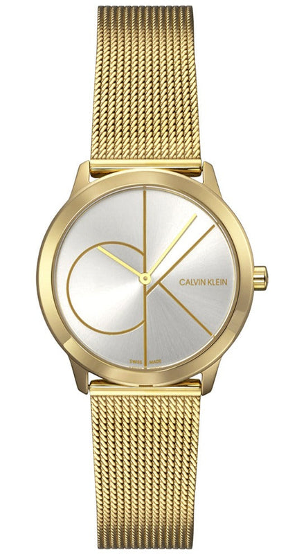 Calvin Klein Minimal Silver Dial Gold Mesh Bracelet Watch for Women - K3M22526 Buy Now By Calvin Klein
