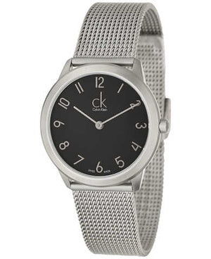 Calvin Klein Minimal Black Dial Silver Mesh Bracelet Watch for Women - K3M52151 Buy Now By Calvin Klein