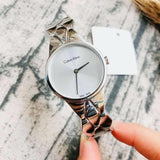 Calvin Klein Snake Silver Dial Silver Steel Strap Watch For Women - K6E23146 Buy Now By Calvin Klein