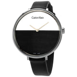 Calvin Klein Rise White Grey Dial Black Leather Strap Watch for Women - K7A231C3 Buy Now By Calvin Klein