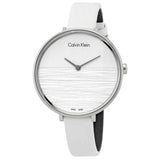Calvin Klein Rise White Grey Dial White Leather Strap Watch for Women - K7A231L6 Buy Now By Calvin Klein