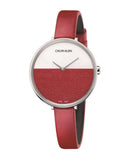 Calvin Klein Rise Yellow Red Dial Red Leather Strap Watch for Women - K7A231UP Buy Now By Calvin Klein