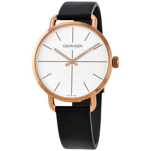 Calvin Klein Even White Dial Black Leather Strap Watch for Women - K7B216C6 Buy Now By Calvin Klein
