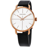 Calvin Klein Even White Dial Black Leather Strap Watch for Women - K7B216C6 Buy Now By Calvin Klein