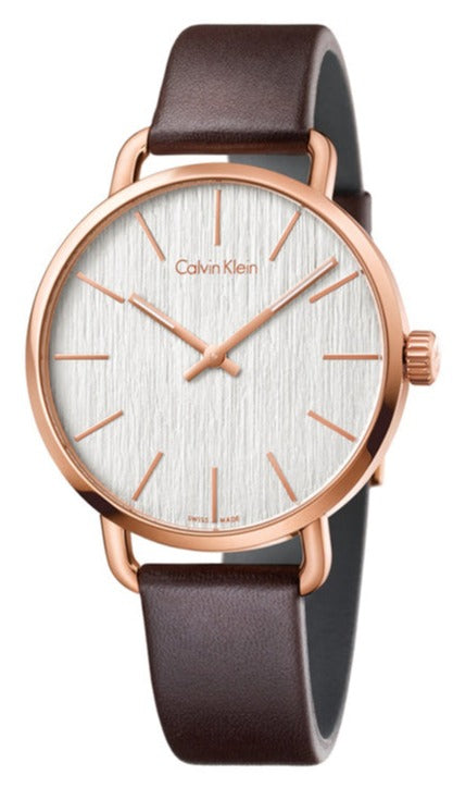 Calvin Klein Even Silver Dial Brown Leather Strap Watch for Men - K7B216G6 Buy Now By Calvin Klein