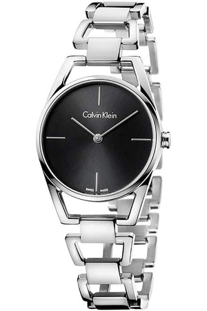 Calvin Klein Dainty Black Dial Silver Steel Strap Watch for Women - K7L23141 Buy Now By Calvin Klein
