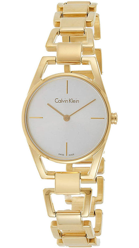 Calvin Klein Dainty White Dial Gold Steel Strap Watch for Women - K7L23546 Buy Now By Calvin Klein