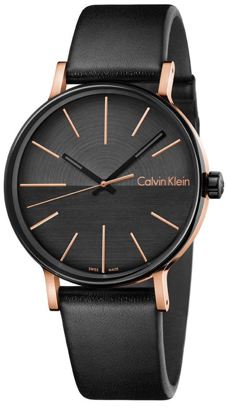 Calvin Klein Boost Black Dial Black Leather Strap Watch for Men - K7Y21TCZ Buy Now By Calvin Klein