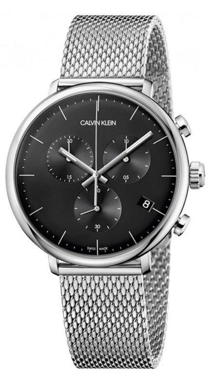 Calvin Klein High Noon Chronograph Black Dial Silver Mesh Bracelet Watch for Men - K8M27121 Buy Now By Calvin Klein