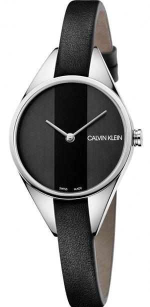 Calvin Klein Rebel Black Grey Dial Black Leather Strap Watch for Women - K8P231C1 Buy Now By Calvin Klein