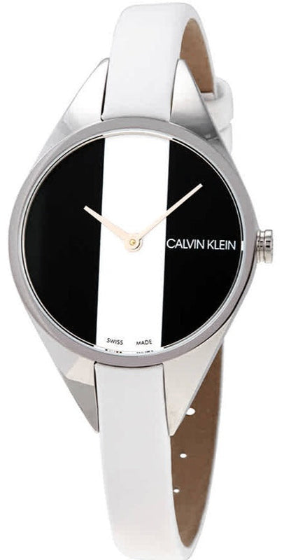 Calvin Klein Rebel White Black Dial White Leather Strap Watch for Women - K8P231L1 Buy Now By Calvin Klein