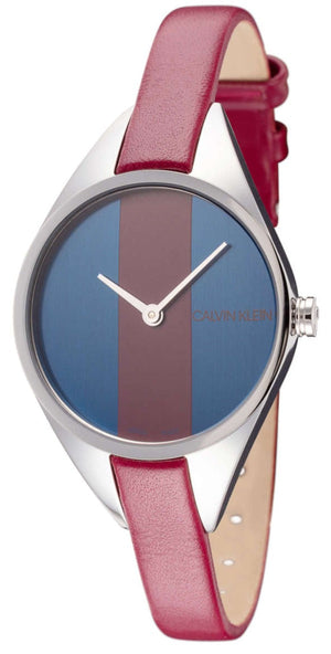 Calvin Klein Rebel Blue Maroon Dial Maroon Leather Strap Watch for Women - K8P231UN Buy Now By Calvin Klein