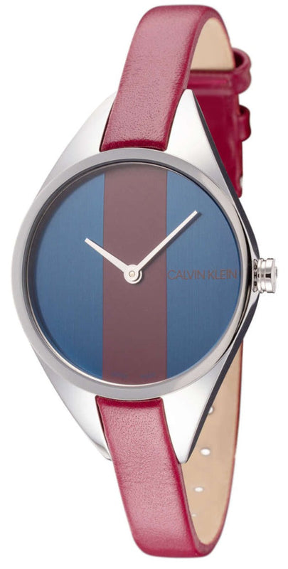 Calvin Klein Rebel Blue Maroon Dial Maroon Leather Strap Watch for Women - K8P231UN Buy Now By Calvin Klein