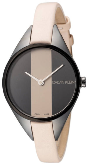 Calvin Klein Rebel Cream Black Dial Cream Leather Strap Watch for Women - K8P237X1 Buy Now By Calvin Klein