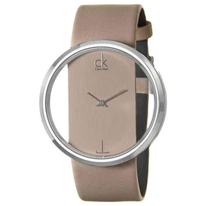 Calvin Klein Glam Transparent Dial Beige Leather Strap Watch for Women - K9423162 Buy Now By Calvin Klein