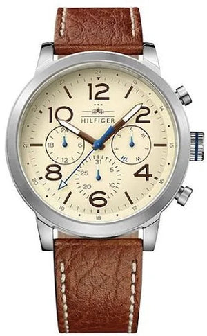 Tommy Hilfiger Jake Multifunction White Dial Brown Leather Strap Watch for Men - 1791230 Buy Now By Tommy Hilfiger