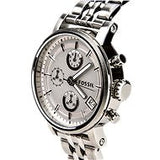 Fossil Boyfriend Chronograph Silver Dial Silver Steel Strap Watch for Women - ES2198 Buy Now By Fossil