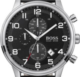 Hugo Boss Aeroliner Chronograph Black Dial Black Leather Strap Watch For Men - 1512448 Buy Now By Hugo Boss