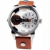 Diesel Mini Daddy Silver Dial Brown Leather Strap Watch For Men - DZ7309 Buy Now By Diesel