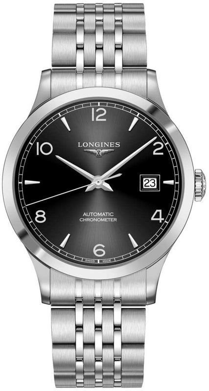 Longines Record Black Dial Automatic Stainless Steel 40mm Watch for Men - L2.821.4.56.6 Buy Now By Longines