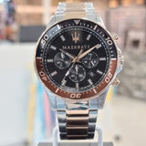 Maserati SFIDA Chronograph Black Dial Two Tone Steel Strap Watch For Men - R8873640009 Buy Now By Maserati