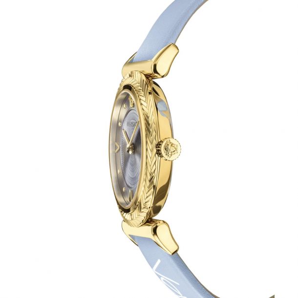 Versace V-Motif Grey Dial Blue Leather Strap Watch for Women - VERE00318 Buy Now By Versace