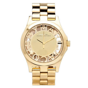 Marc Jacobs Henry Transparent Gold Dial Gold Steel Strap Watch for Women - MBM3206 Buy Now By Marc Jacobs