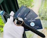 Longines Record Black Dial Black Leather Strap Watch for Men - L2.821.5.57.2 Buy Now By Longines