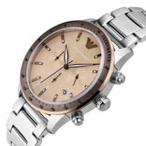 Emporio Armani Mario Chronograph Beige Dial Silver Steel Strap Watch For Men - AR11352 Buy Now By Emporio Armani