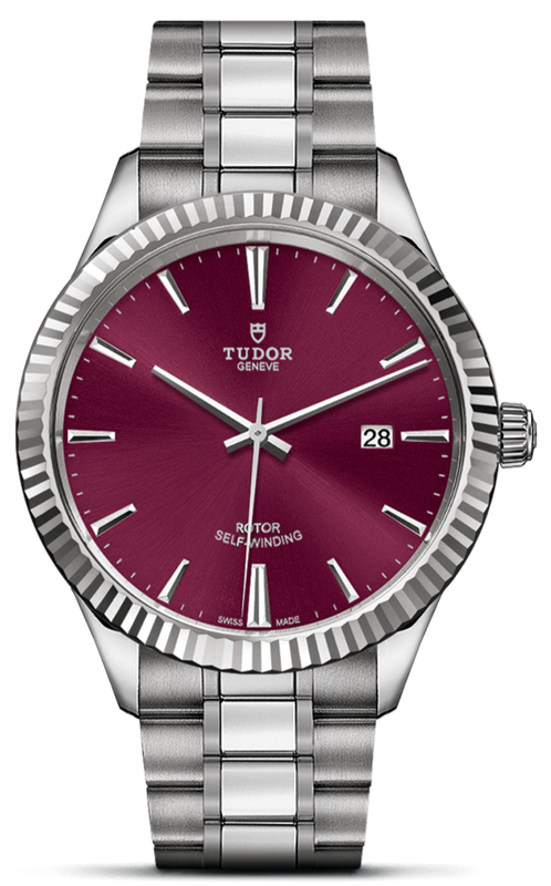 Tudor Style Automatic Burgundy Red Dial Silver Steel Strap Watch for Men - M12710-0015 Buy Now By Tudor
