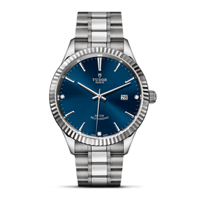 Tudor Style Automatic Diamonds Blue Dial Silver Steel Strap Watch for Men - M12710-0017 Buy Now By Tudor