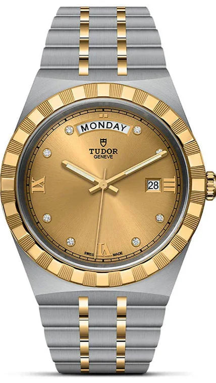 Tudor Royal Automatic Diamonds Gold Dial Two Tone Steel Strap Watch for Men - M28603-0006 Buy Now By Tudor