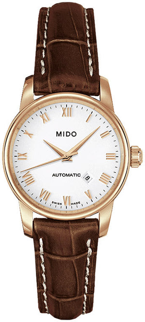 Mido Baroncelli III Automatic White Dial Brown Leather Strap Watch For Women - M7600.3.26.8 Buy Now By Mido