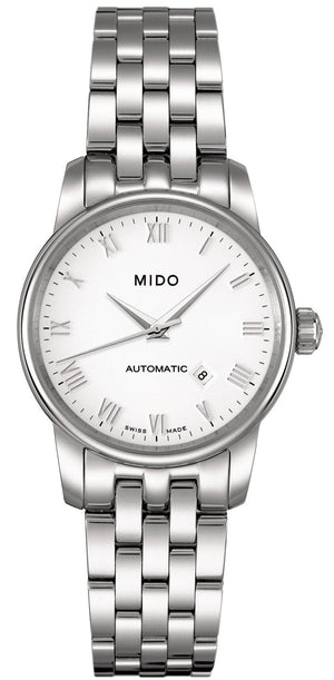 Mido Baroncelli III Automatic White Dial Silver Steel Strap Watch For Women - M7600.4.26.1 Buy Now By Mido