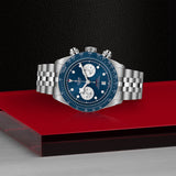 Tudor Black Bay Chrono Blue Dial Silver Steel Strap Watch for Men - M79360B-0002